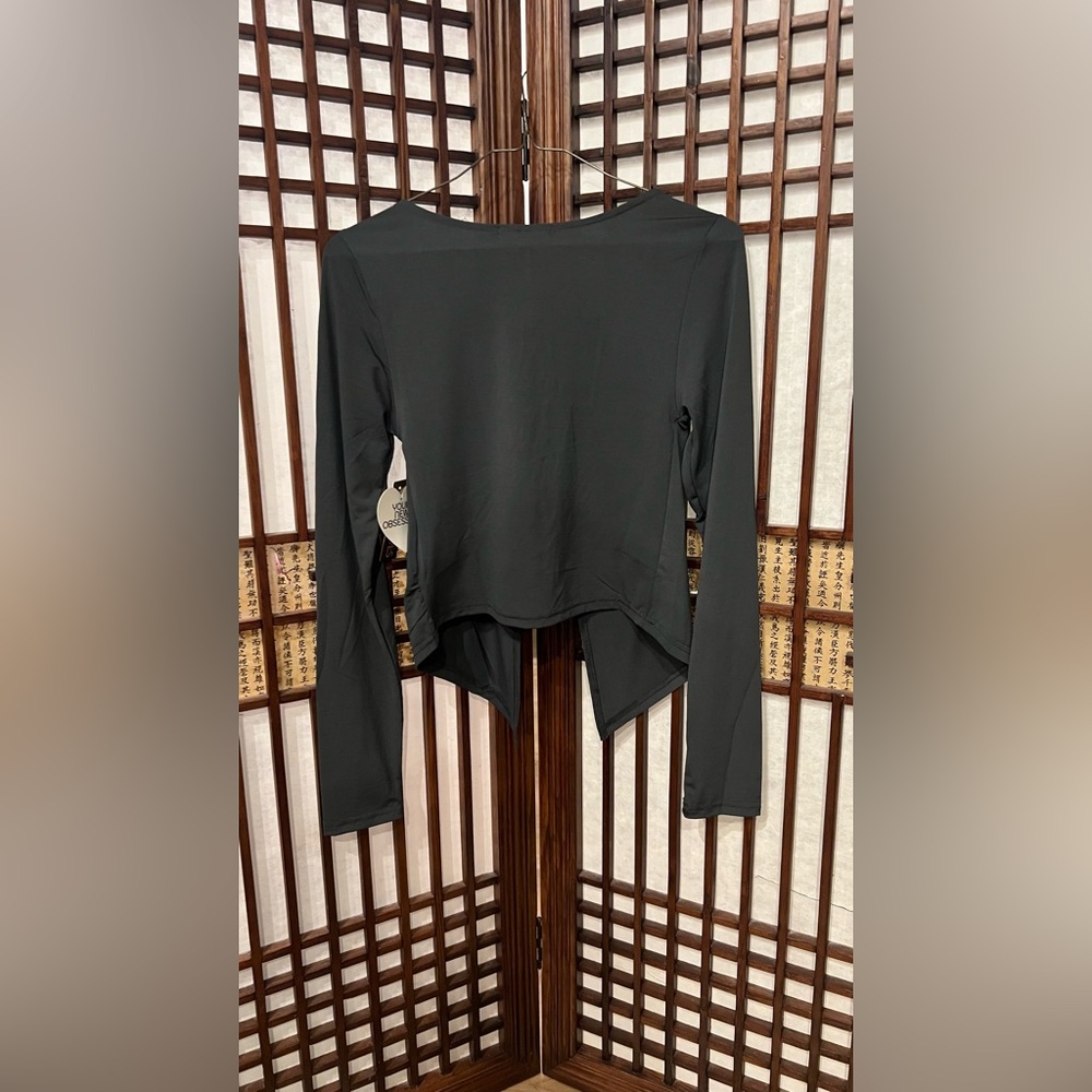 Elegant Charcoal Long Sleeve Top